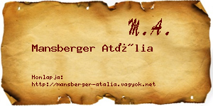 Mansberger Atália névjegykártya